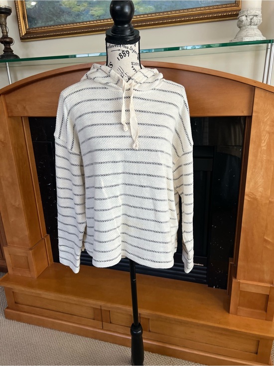 J. Crew Tops - J. Crew Cream Striped Hoodie Pullover